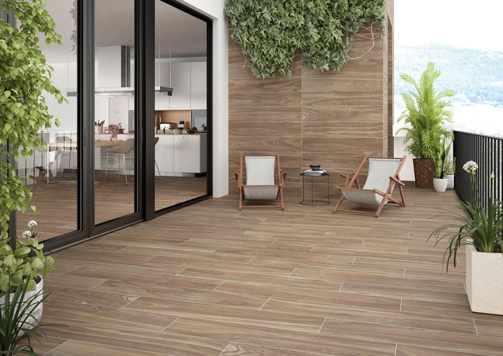 Bengala InOut Walnut 9x47 Wood Look Porcelain Plank Tile