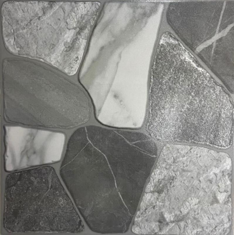 Grey Rocks Textured Outdoor Ceramic Patio Tile 18x18
