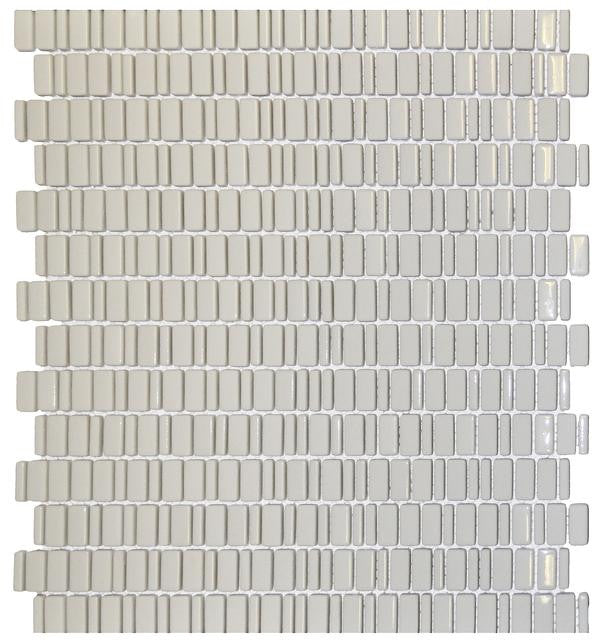 White Chiclets Glass Mosaic Tile 12x12 Sheet