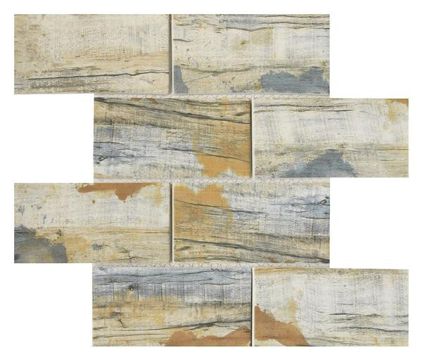 Bark Bay 3x6 Glass Mosaic Tile 12x12 Sheet