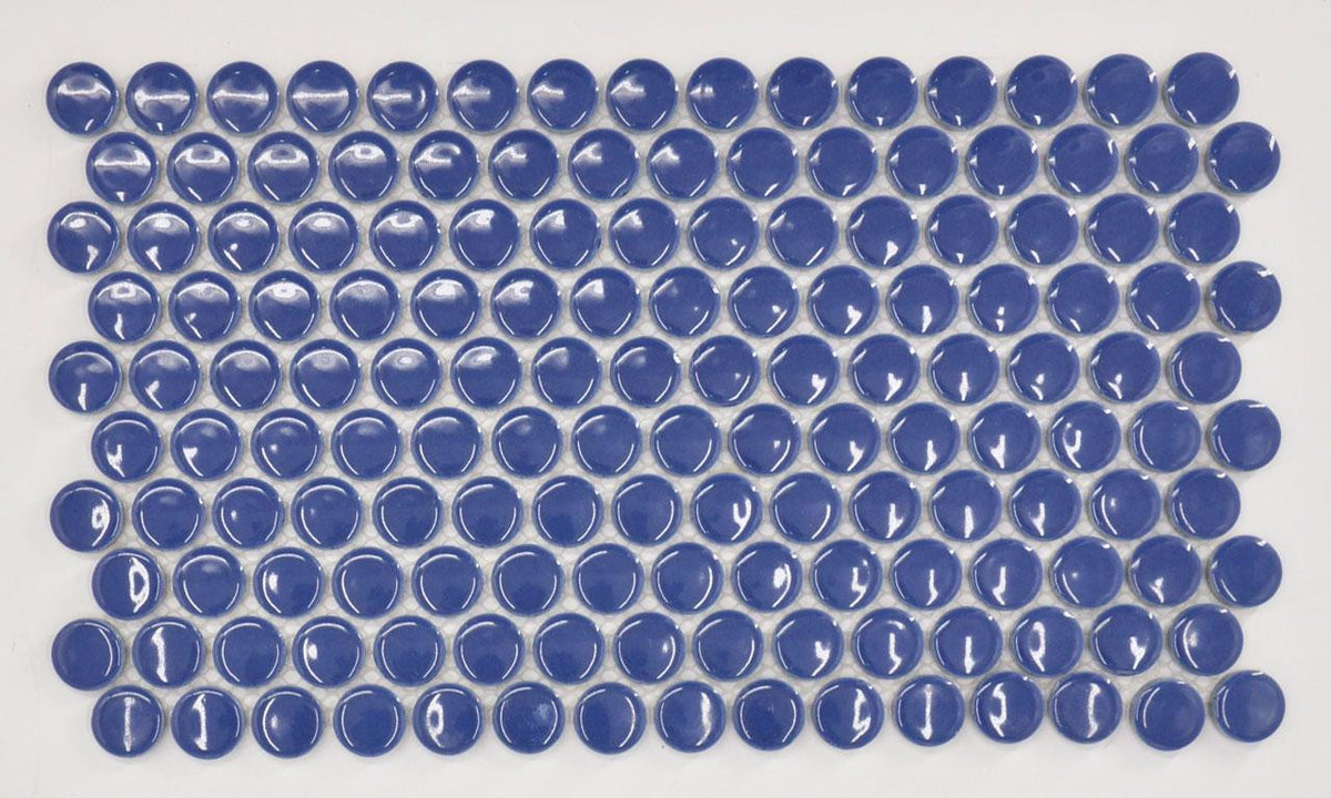 Royal Blue 1" Penny Round Porcelain Mosaic Tile 12x12 Sheet