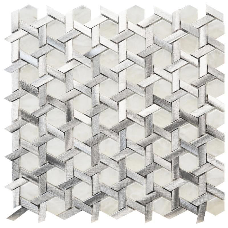 Opalesque Glass and Metal Star Mosaic Tile 12x12 Sheet