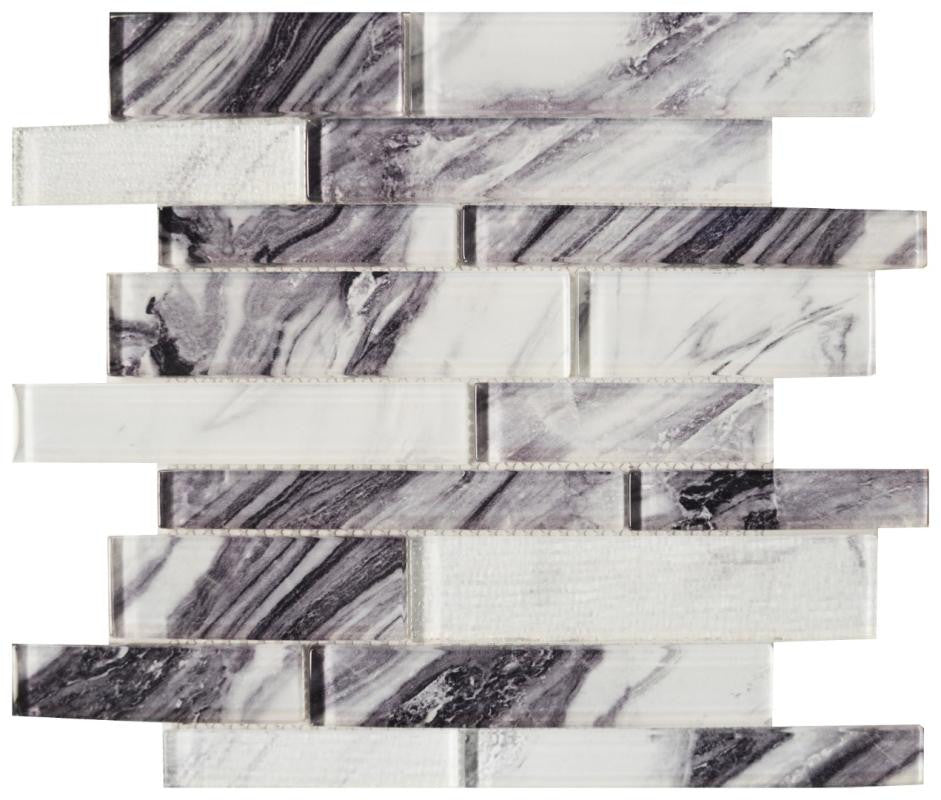 Panda Linear Mix Glass Mosaic Tile 12x12