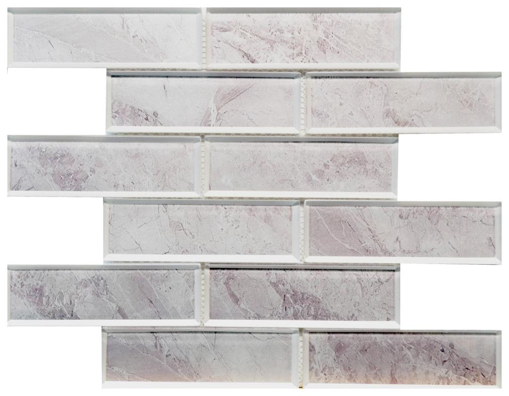 Pewter 2x6 Glass Mosaic Tile 12x12