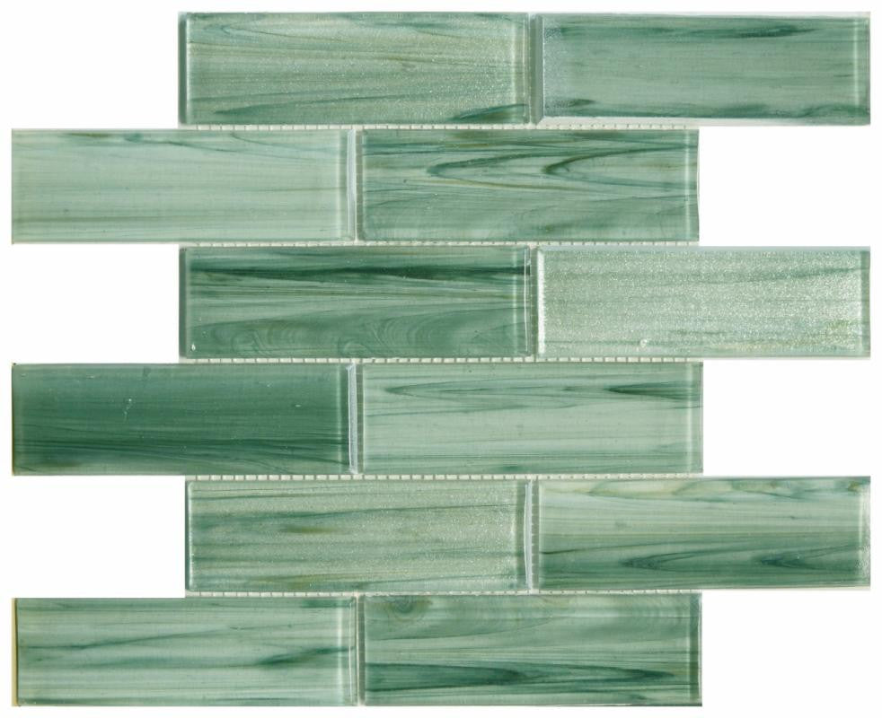 Island Fern 2x6 Glass Mosaic Tile 12x12