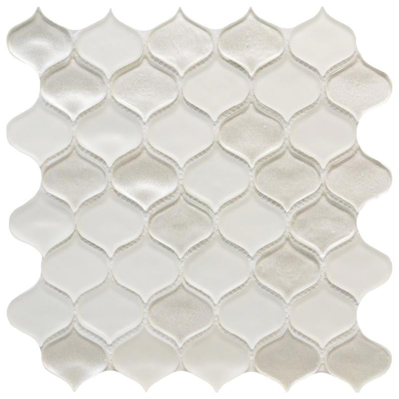 White Metallic Teardrop Glass Mosaic Tile 11x11 Sheet