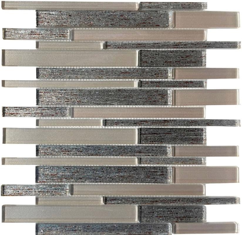 Mocha Linear Glass Mosaic Tile 12x12 Sheet