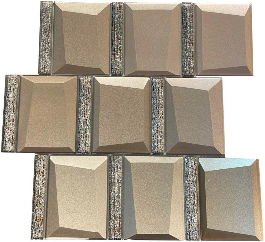 Champagne Glitz 3D Square Glass Mosaic Tile 12x12