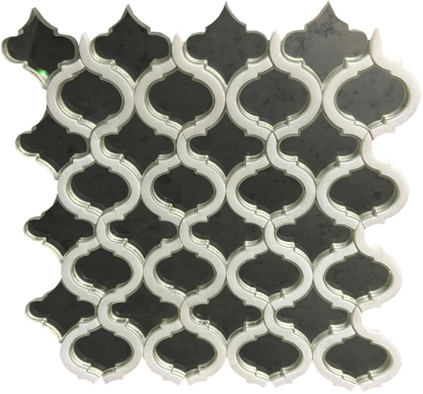 Antique Moroccan Mirror and Marble Mosaic Tile 12x12 Sheet