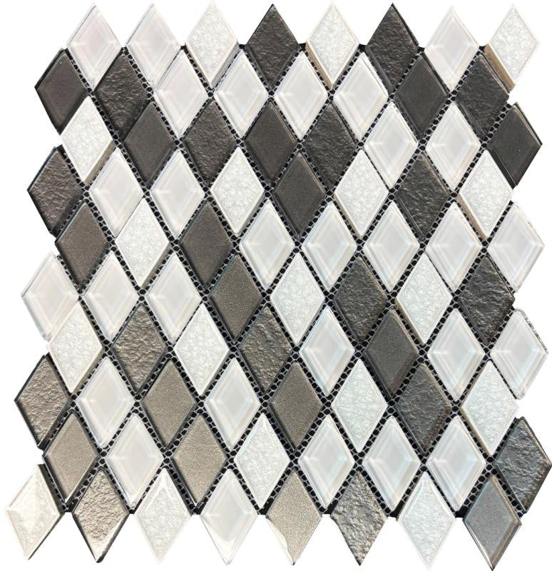 Glacier White Diamond Glass Mosaic Tile 11x12 Sheet