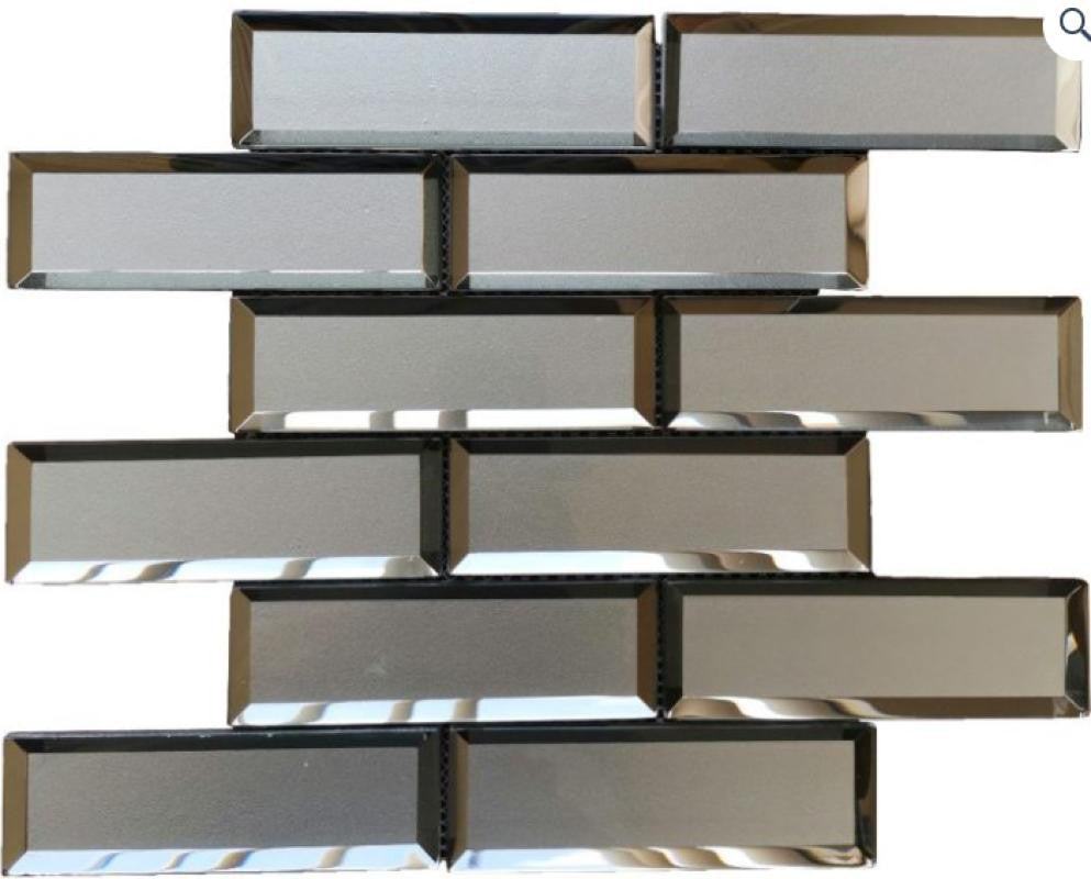 Bevel Mirror 2x6 Glass Mosaic Tile 12x12 Sheet