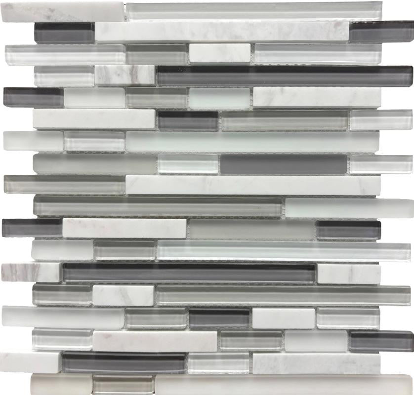 London Linear 12x12 Glass Strip Mosaic Tile