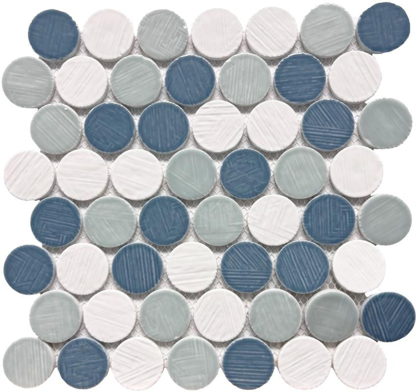 Coastal Hues Circular Glass Mosaic Tile 12x12 Sheet