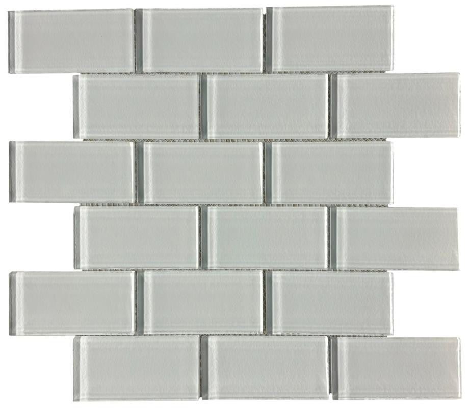Bright White 2x4 Brick Glass Mosaic Tile 12x12 Sheet