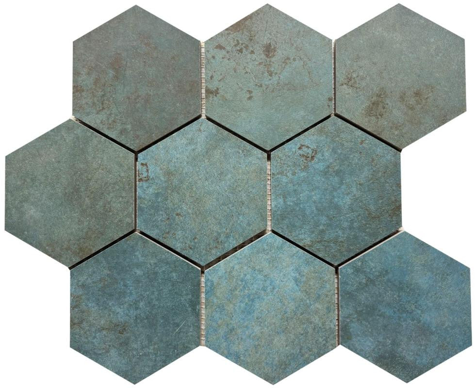 Alloy Azzurro 4" Hex Porcelain Mosaic Tile 11x14 Sheet