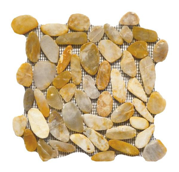 Flat Pebble Honey 12x12 Marble Mosaic Tile