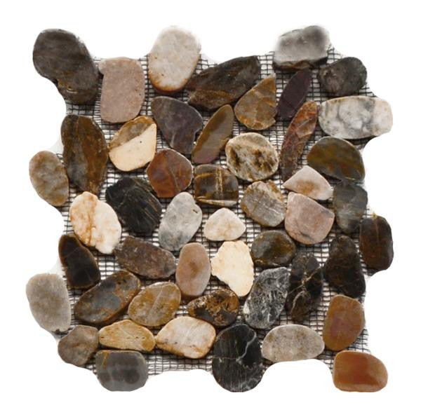 Flat Pebble Multicolor 12x12 Marble Mosaic Tile