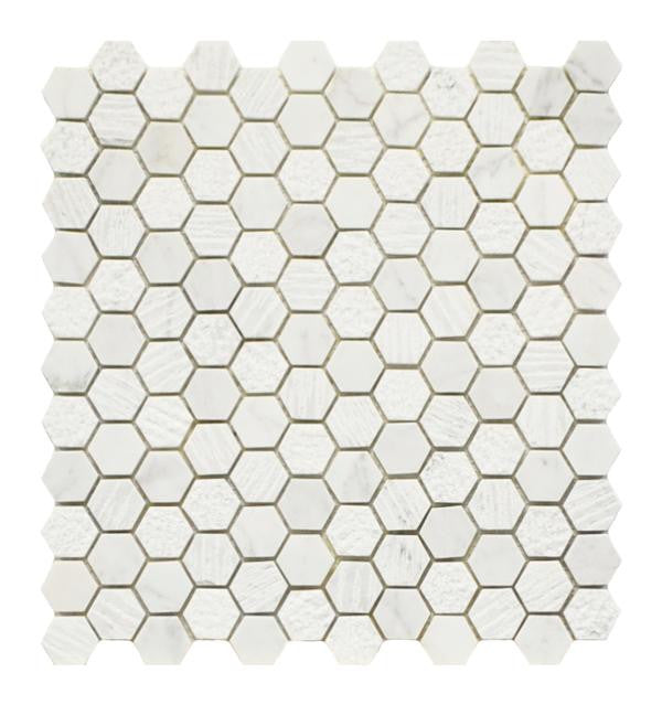 Carrara White 1x1 Hex 11x12 Marble Mosaic Tile