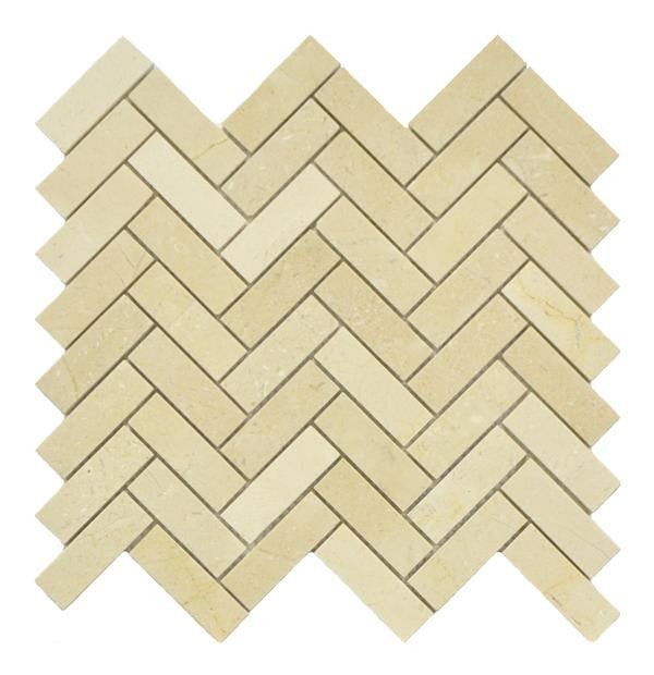 Crema Marfil Herringbone Marble Mosaic Tile 12x13 Sheet