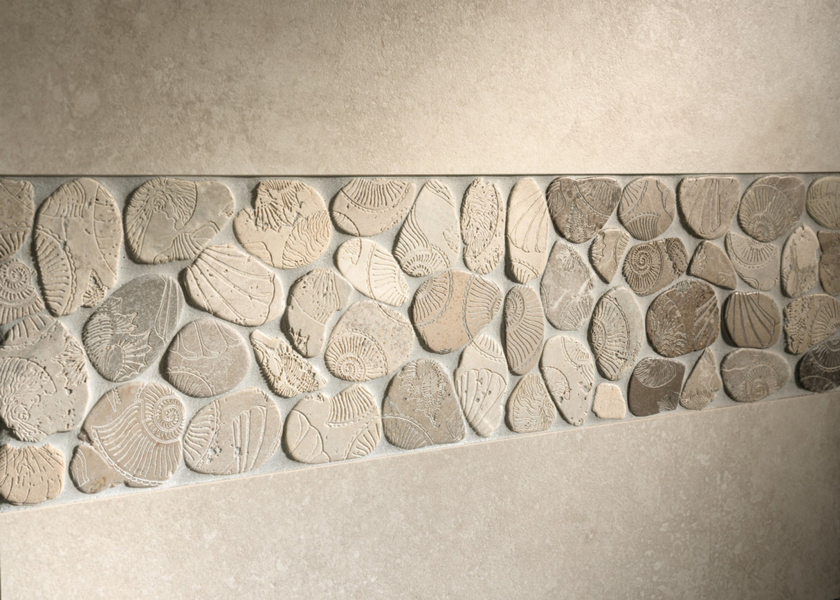Light Color Fossil Pebbles 12x12 Natural Stone Mosaic Tile