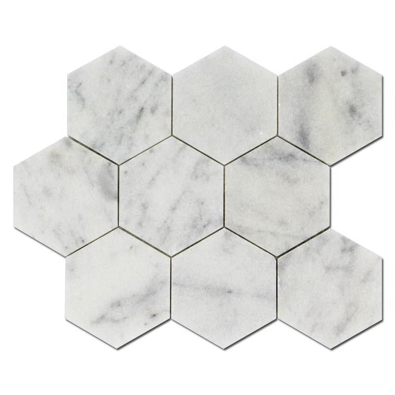 Milas White 4" Honeycomb Marble Mosaic Tile 12x12 Sheet