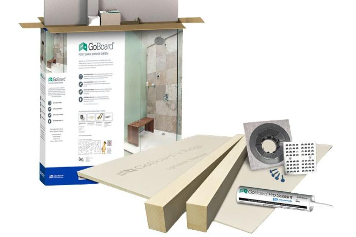 GoBoard Point Drain Shower Pan Kit