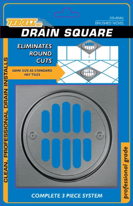 Square Shower Drain Kit Brushed Nickel