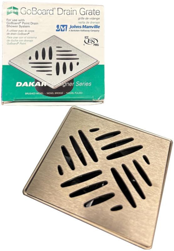 GoBoard Dakar Drain Grate Brushed Nickel 4"