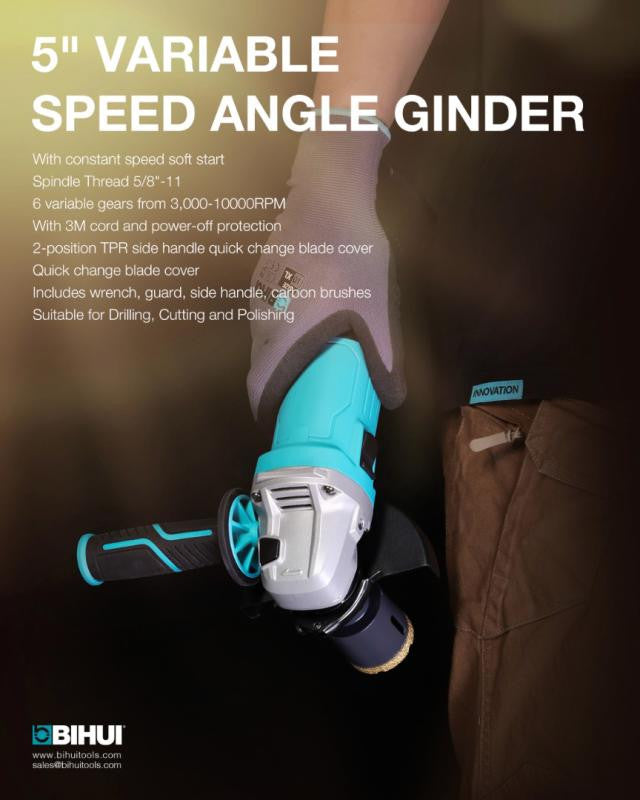 Bihui 5" Variable Speed Angle Grinder