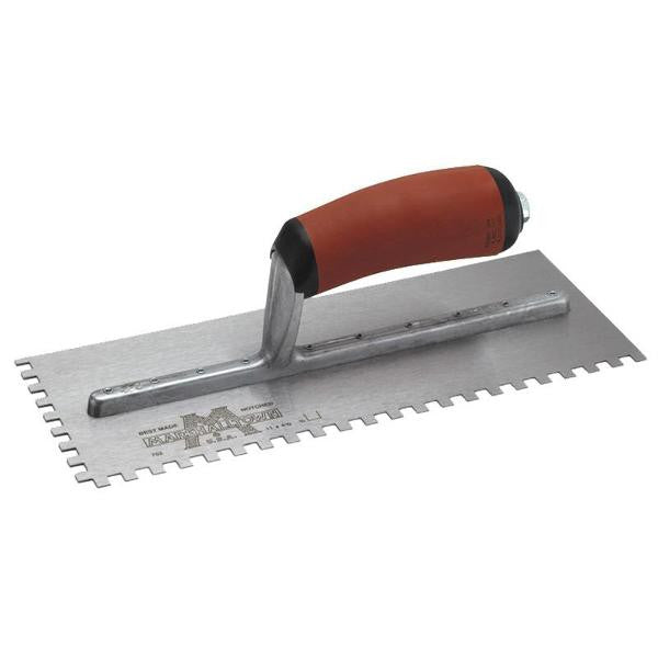 Notched Trowel 1/4 x 3/8 x 1/4" Square, DuraSoft