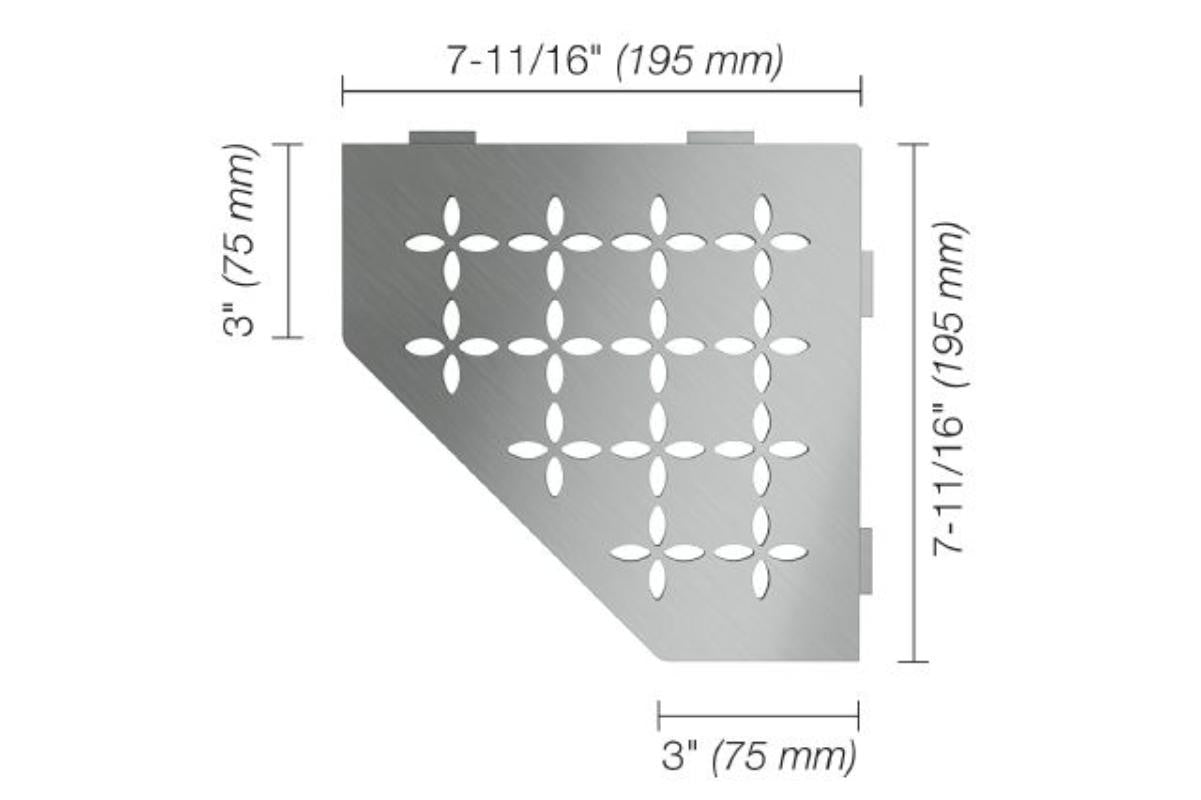 Schluter Floral Shower Shelf - Brushed Stainless