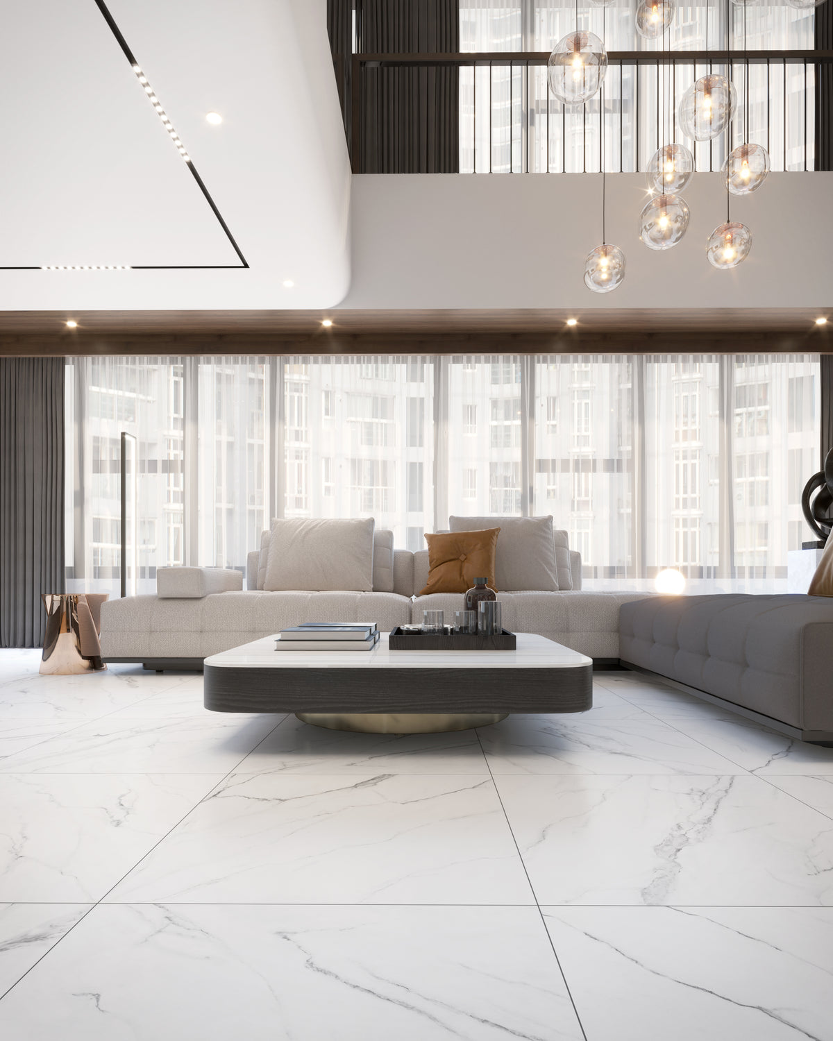 Olimpo 48x48 Baldosa de Porcelana Pulida con Aspecto de Mármol