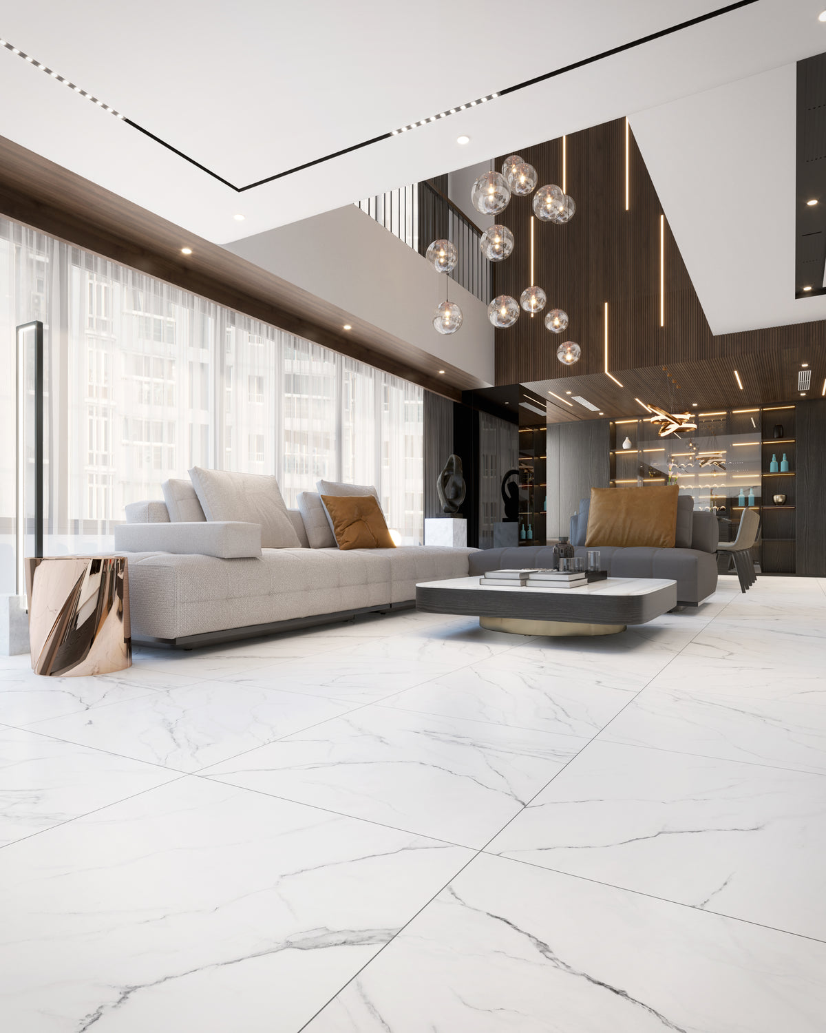 Olimpo 48x48 Baldosa de Porcelana Pulida con Aspecto de Mármol