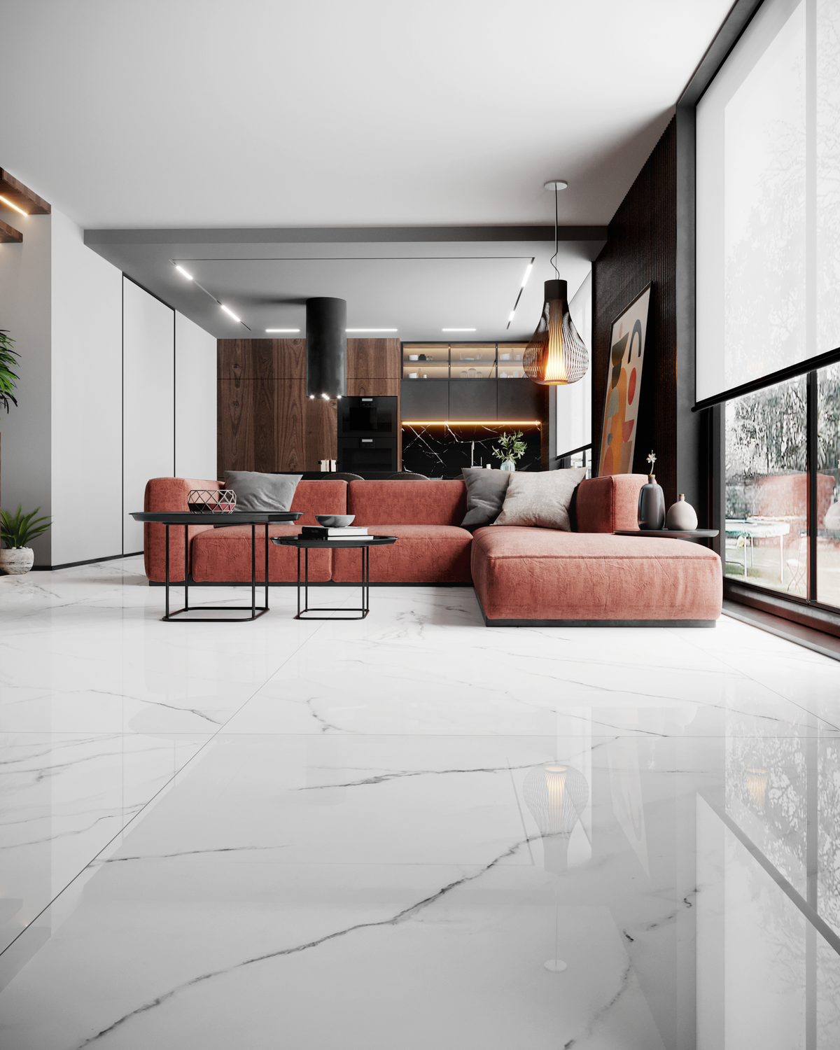 Olimpo 48x48 Baldosa de Porcelana Pulida con Aspecto de Mármol