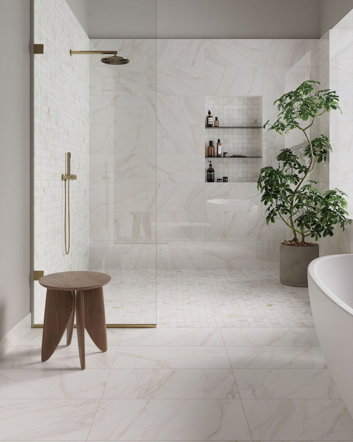 Venus Alpe Polished 12x24 Marble Look Porcelain Tile