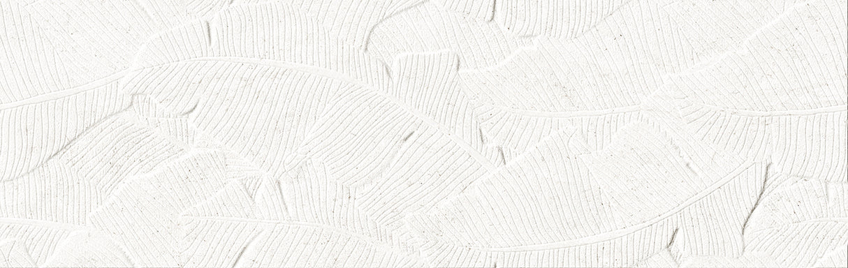 Verona Botania White Leaf Deco 12x40 Ceramic Wall Tile