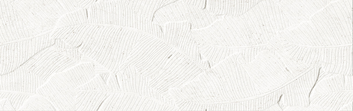 Verona Botania White Leaf Deco 12x40 Ceramic Wall Tile