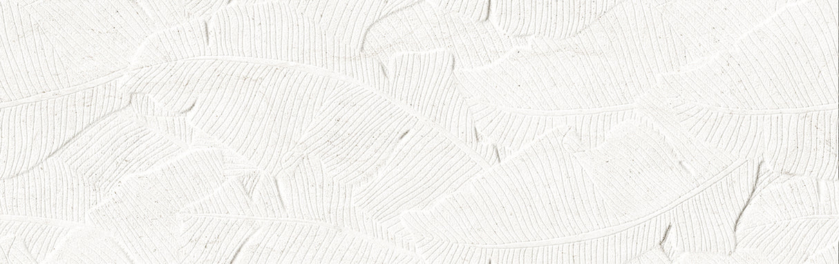Verona Botania White Leaf Deco 12x40 Ceramic Wall Tile