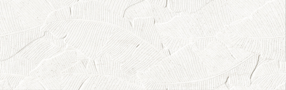 Verona Botania White Leaf Deco 12x40 Ceramic Wall Tile