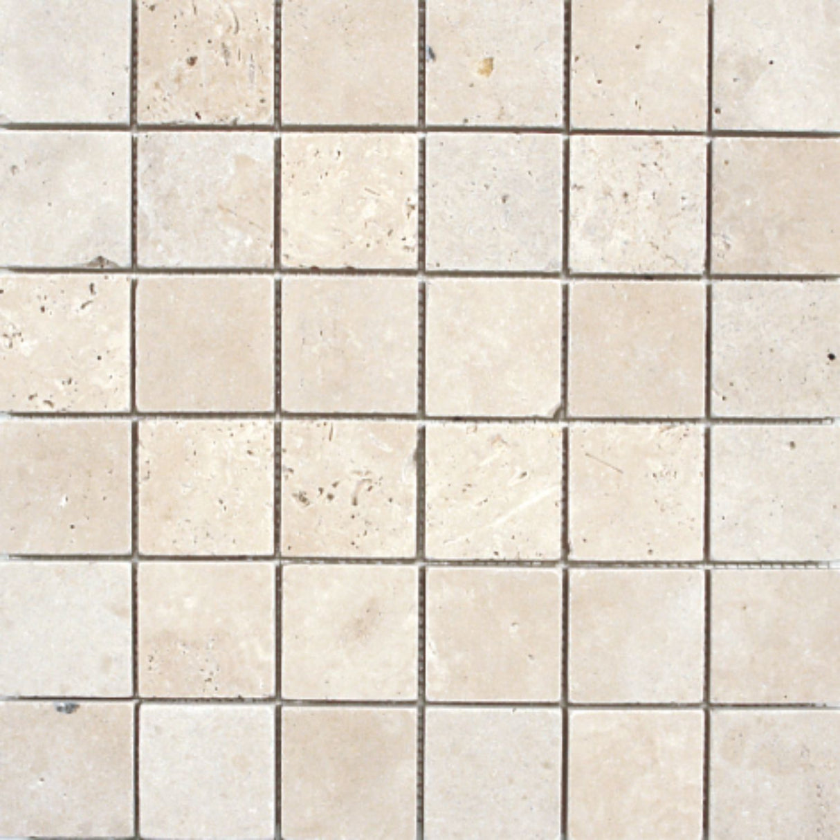 Ivory Travertine 2x2 Tumbled Mosaic Tile