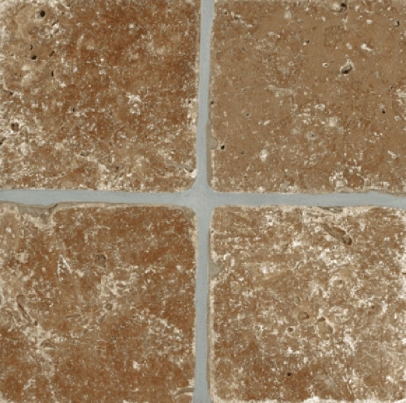 Noce Travertine Tumbled 4x4 Mosaic Tile
