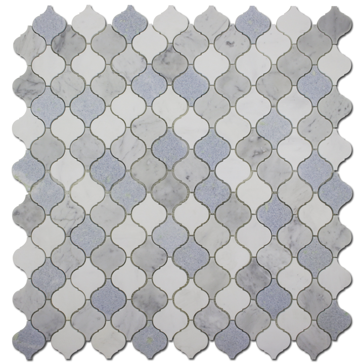 Arabesque Carrara Blue Celeste Marble Mosaic Tile