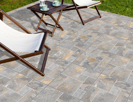 Patio Paver Grey 22x22 ceramic floor tile room scene — outdoor-ready look for Florida lanais and patios