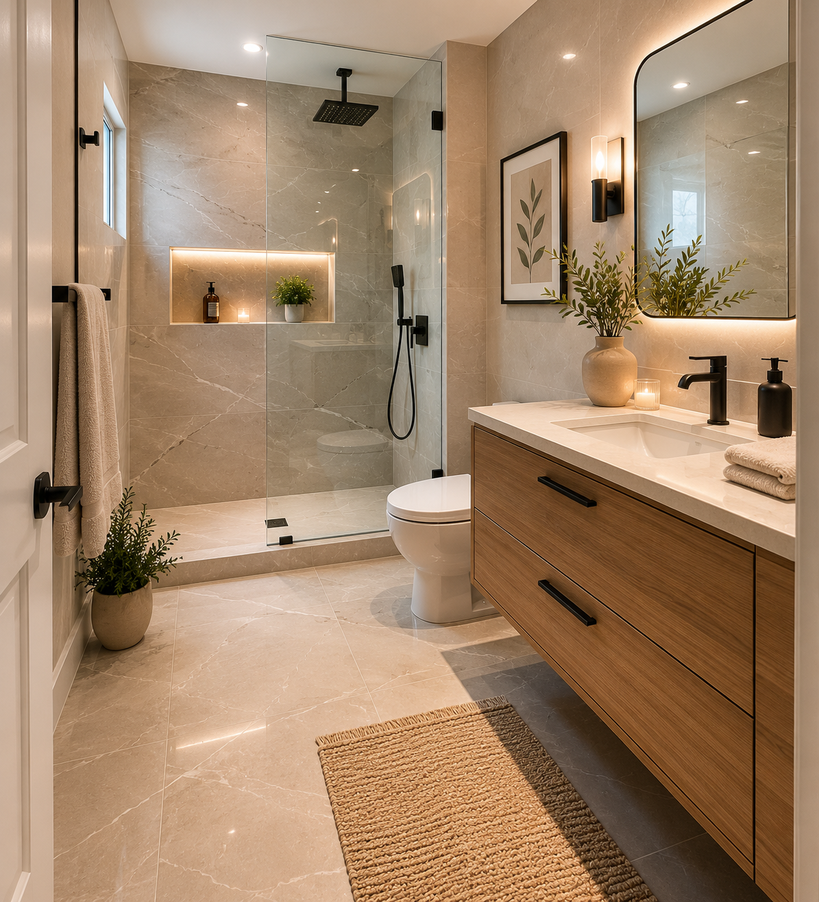 Large-format tile in small bathrooms: Yes or no?