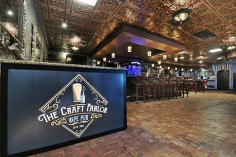 Brick Porcelain Tile and Mosaics Add 30s Vibe to Clearwater, Florida Vape Pub, Craft Parlor