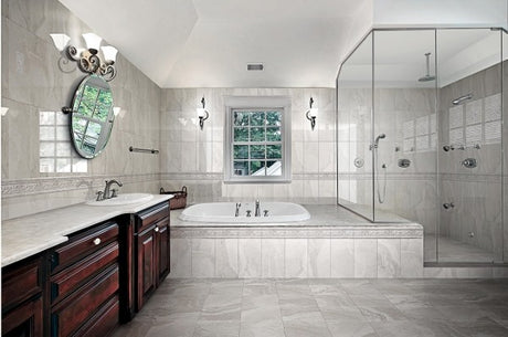 Matte and Shiny Ceramic Wall Tile With Matching Porcelain Floor Tile: Augusta and Vermont