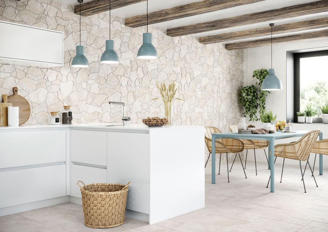 Borgogna Flagstone White 17x26 Stone Look Porcelain Tile