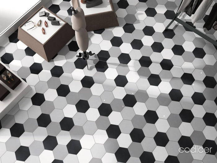 Basic Hex Black 8x10 Matte Porcelain Tile 2