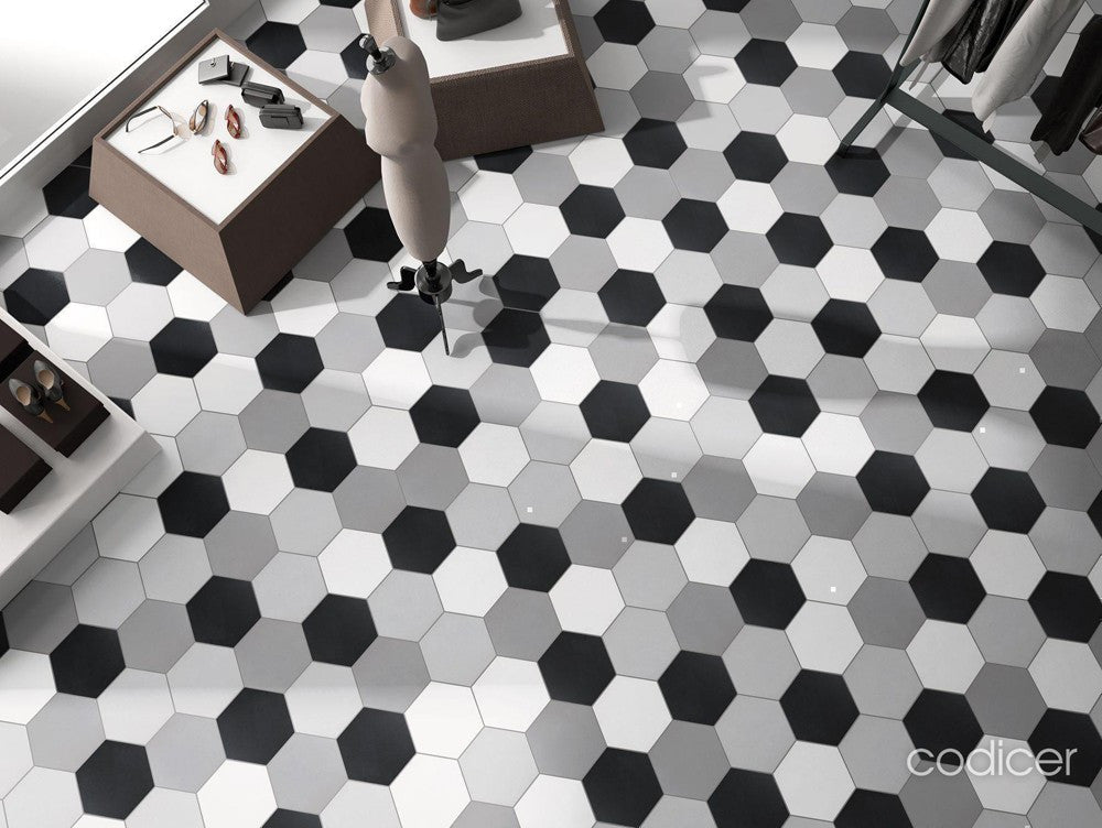 Basic Hex Silver 8x10 Matte Porcelain Tile