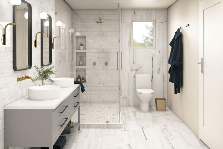 Fossile Polished 12x24 Stone Look Porcelain Tile